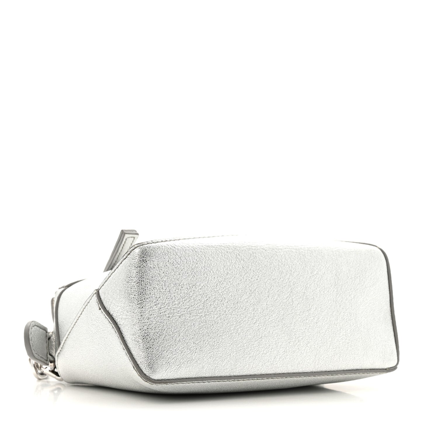 Laminated Lambskin Mini Puzzle Edge Bag Silver