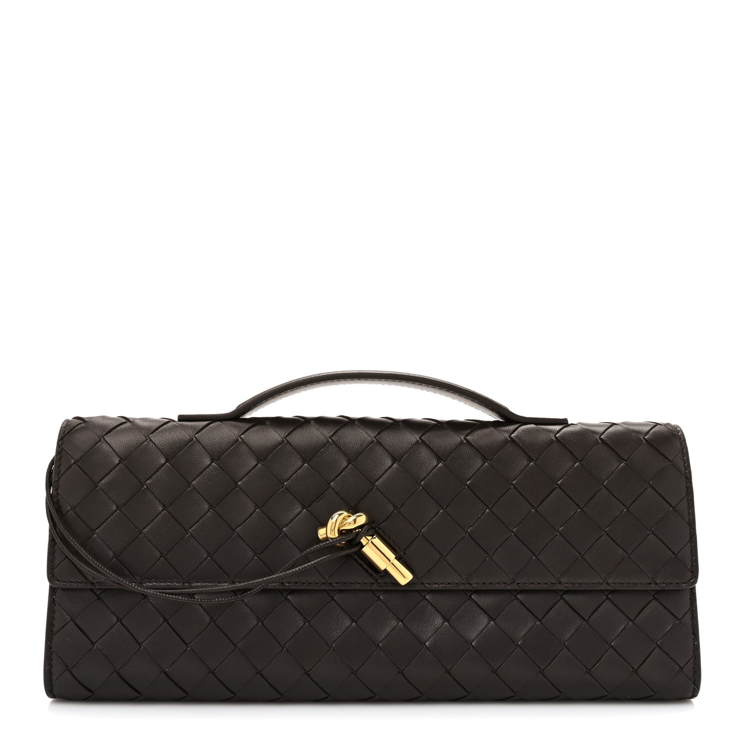 Nappa Intrecciato Long Andiamo Top Handle Clutch Fondant