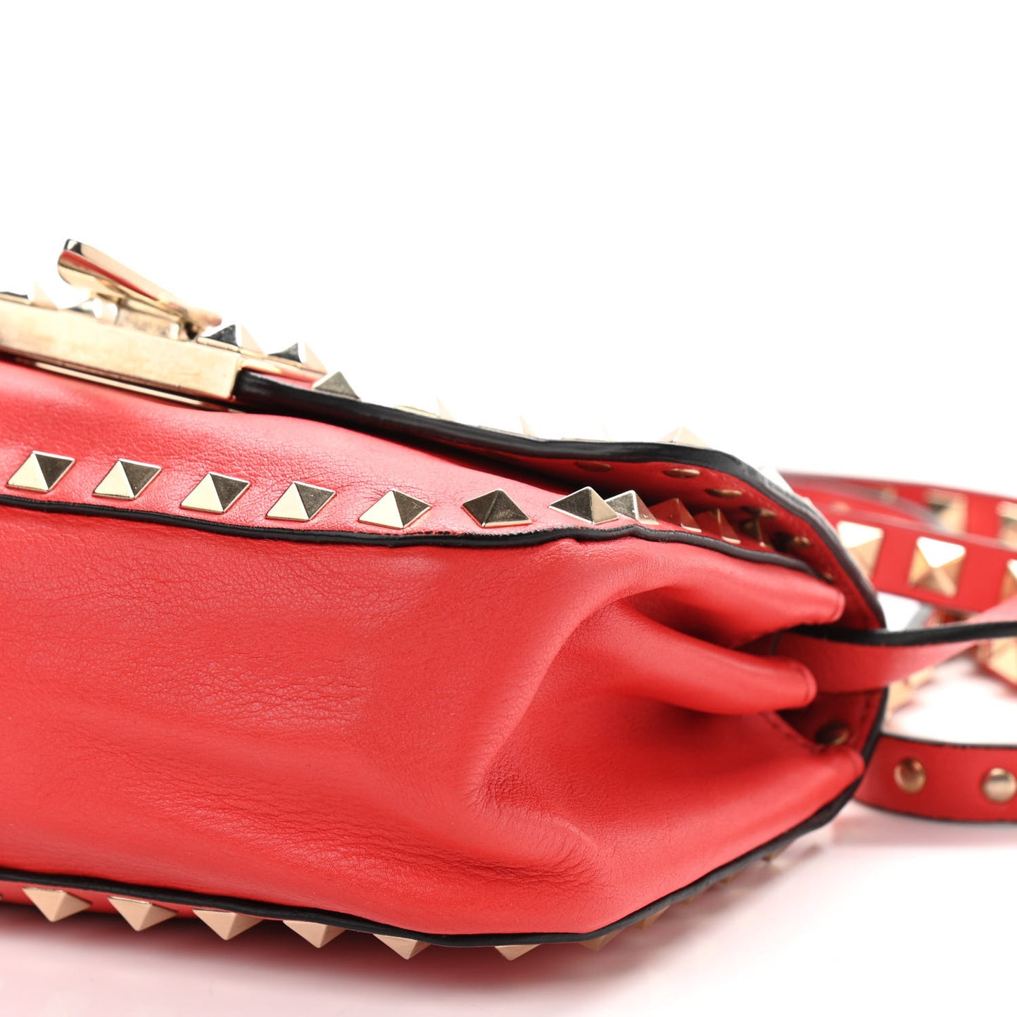 Vitello Mini Rockstud Flap Saddle Crossbody Bag Deep Orange