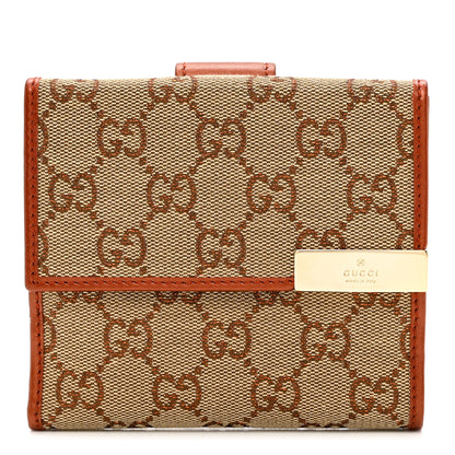 Gucci Monogram Metallic Calfskin Dice French Flap Wallet Bronze 1 of 6