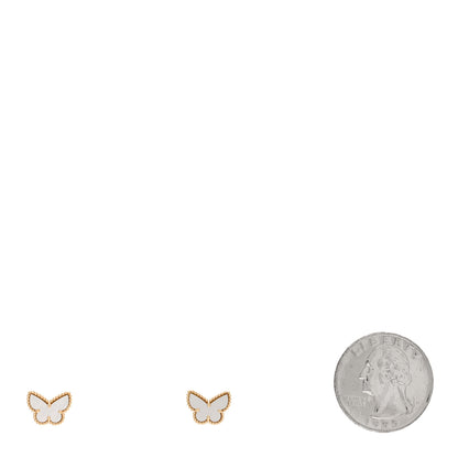 Van Cleef & Arpels 18K Yellow Gold Mother of Pearl Sweet Alhambra Butterfly Earrings 2 of 5