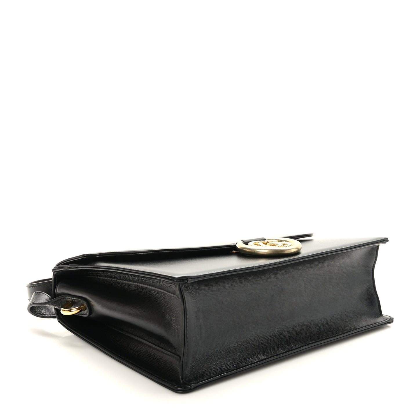 Textured Calfskin Medium Torchon GG Ring Shoulder Bag Black