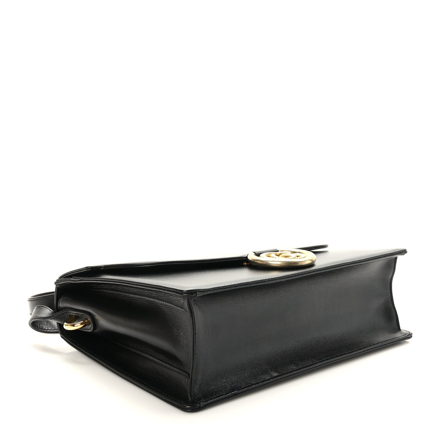 Gucci Textured Calfskin Medium Torchon GG Ring Shoulder Bag Black 4 of 9