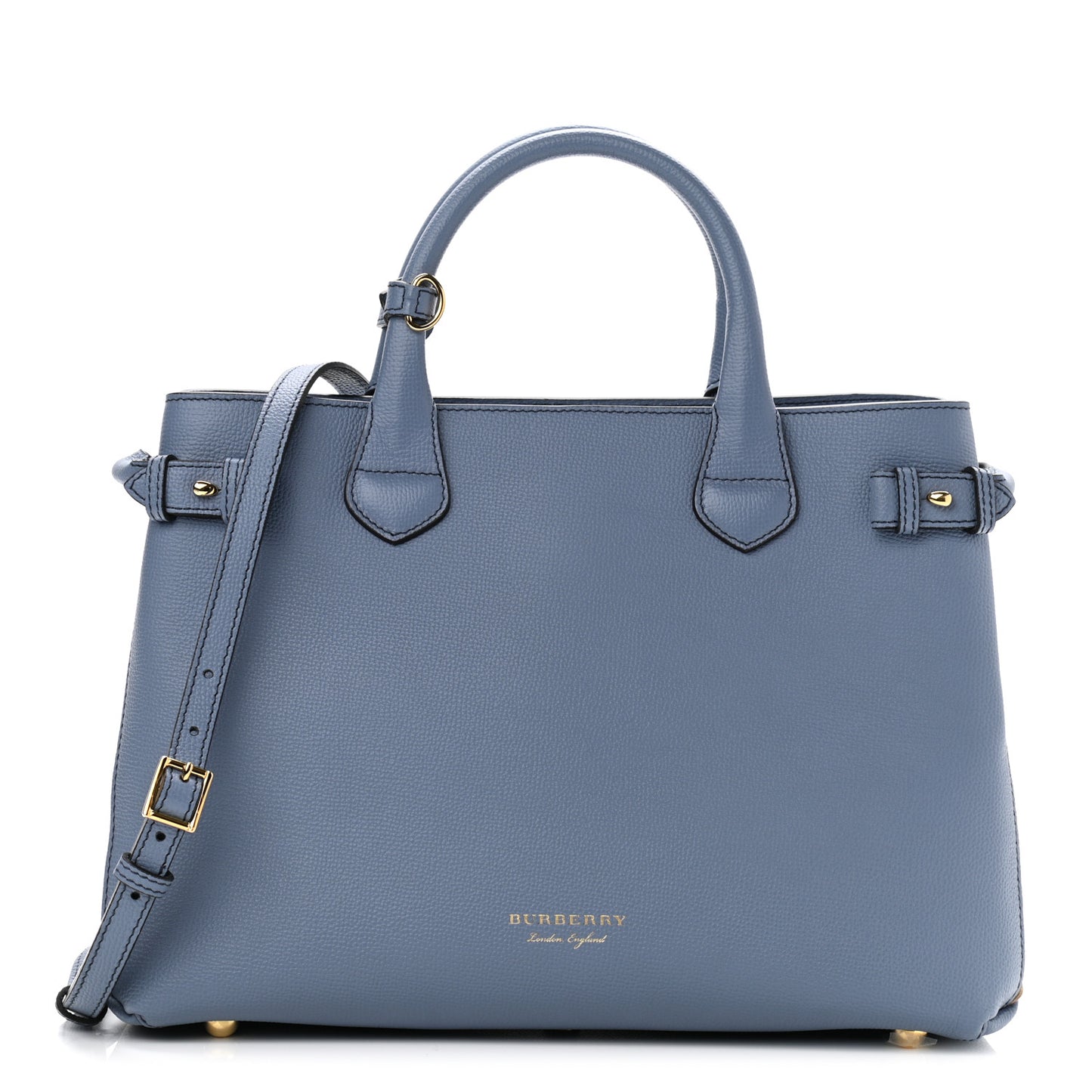 Derby Calfskin House Check Medium Banner Tote Slate Blue