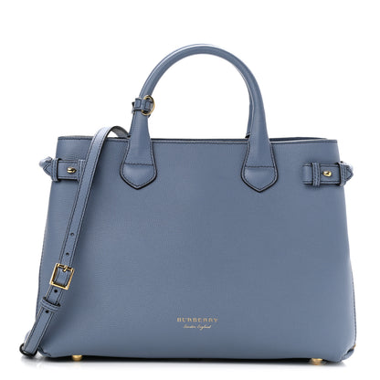Burberry Derby Calfskin House Check Medium Banner Tote Slate Blue 1 of 11