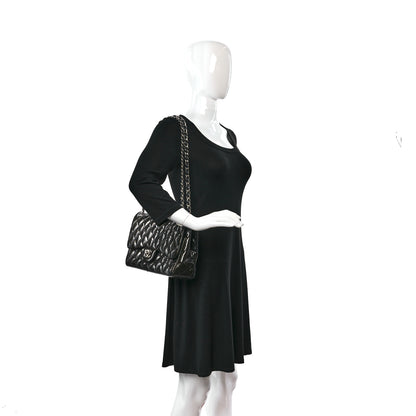 Chanel Striated Patent Quilted Jumbo Double Flap Black 2 of 9