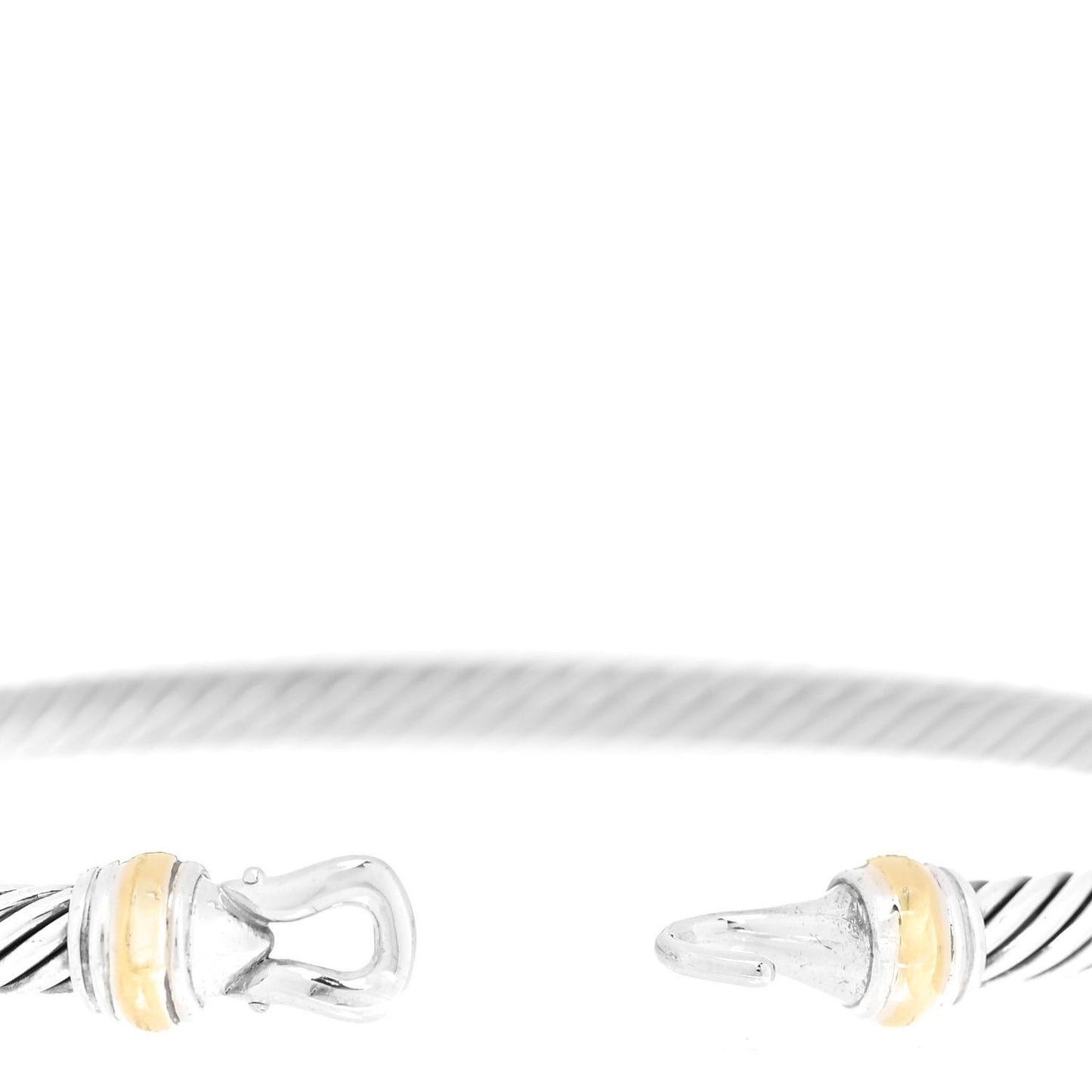 Sterling Silver 18K Yellow Gold 4mm Cable Classic Buckle Bracelet