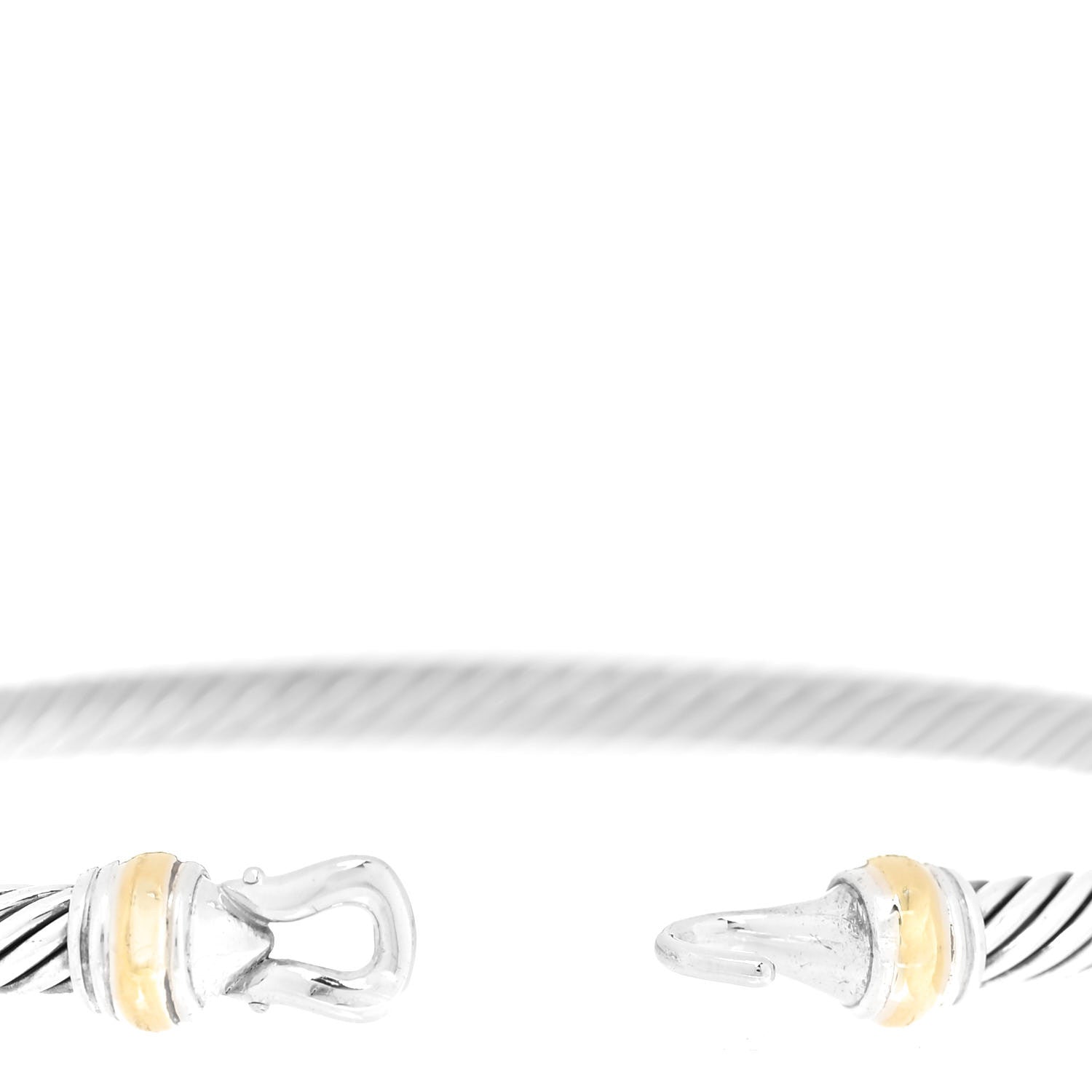 David Yurman Sterling Silver 18K Yellow Gold 4mm Cable Classic Buckle Bracelet 4 of 5
