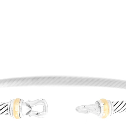 David Yurman Sterling Silver 18K Yellow Gold 4mm Cable Classic Buckle Bracelet 4 of 5