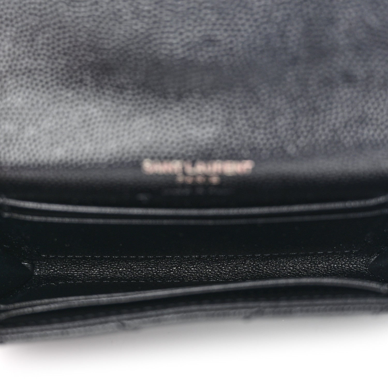 Saint Laurent Grain De Poudre Matelasse Chevron Small Monochrome Monogram Envelope Wallet Black 5 of 9