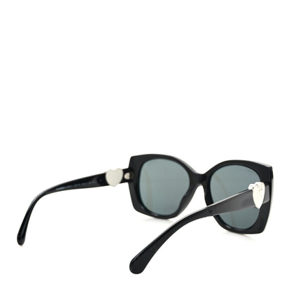 Chanel Acetate Square CC Heart Sunglasses 5519 Black 4 of 7