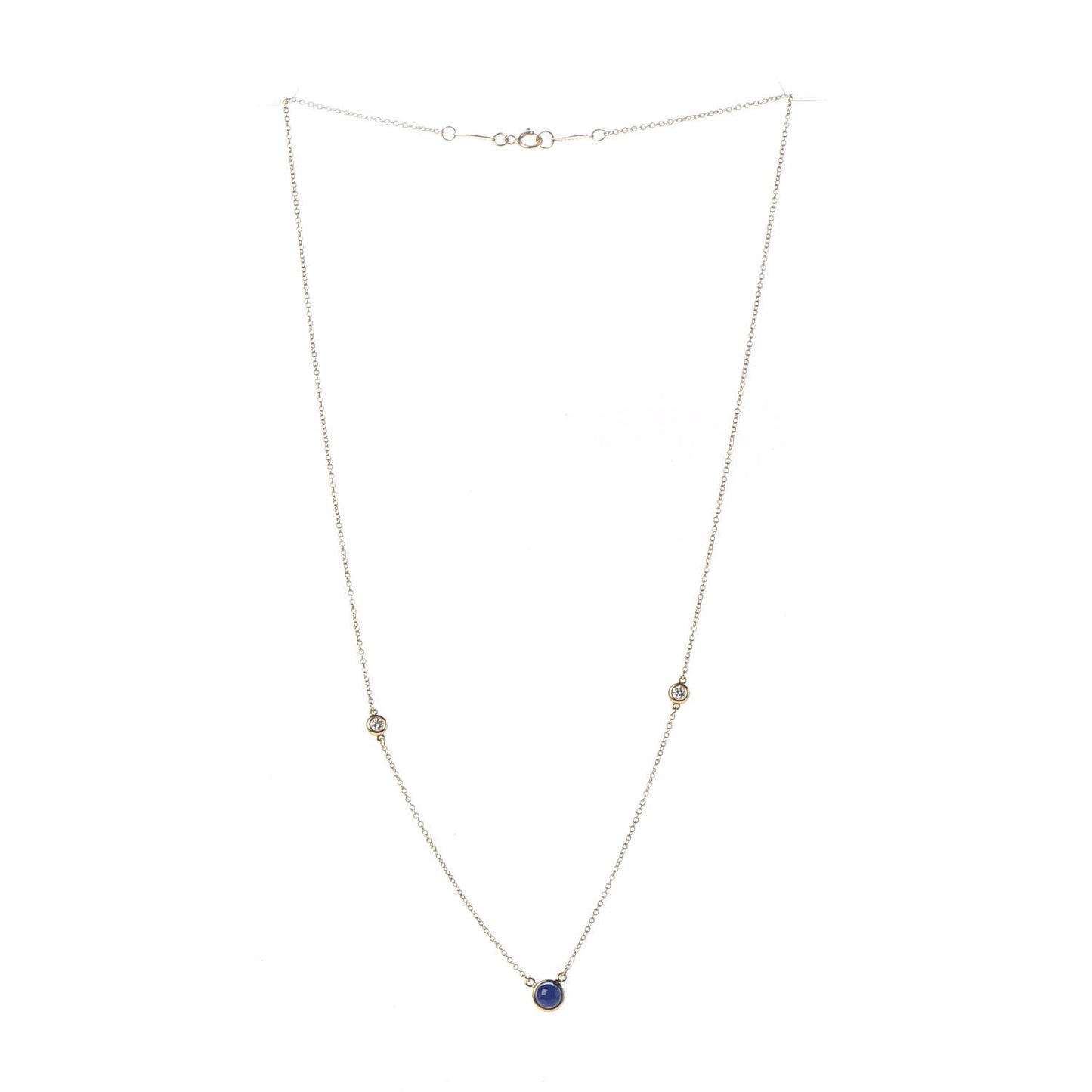 18K Yellow Gold Diamond Lapis Lazuli Elsa Peretti Color By The Yard Station Necklace