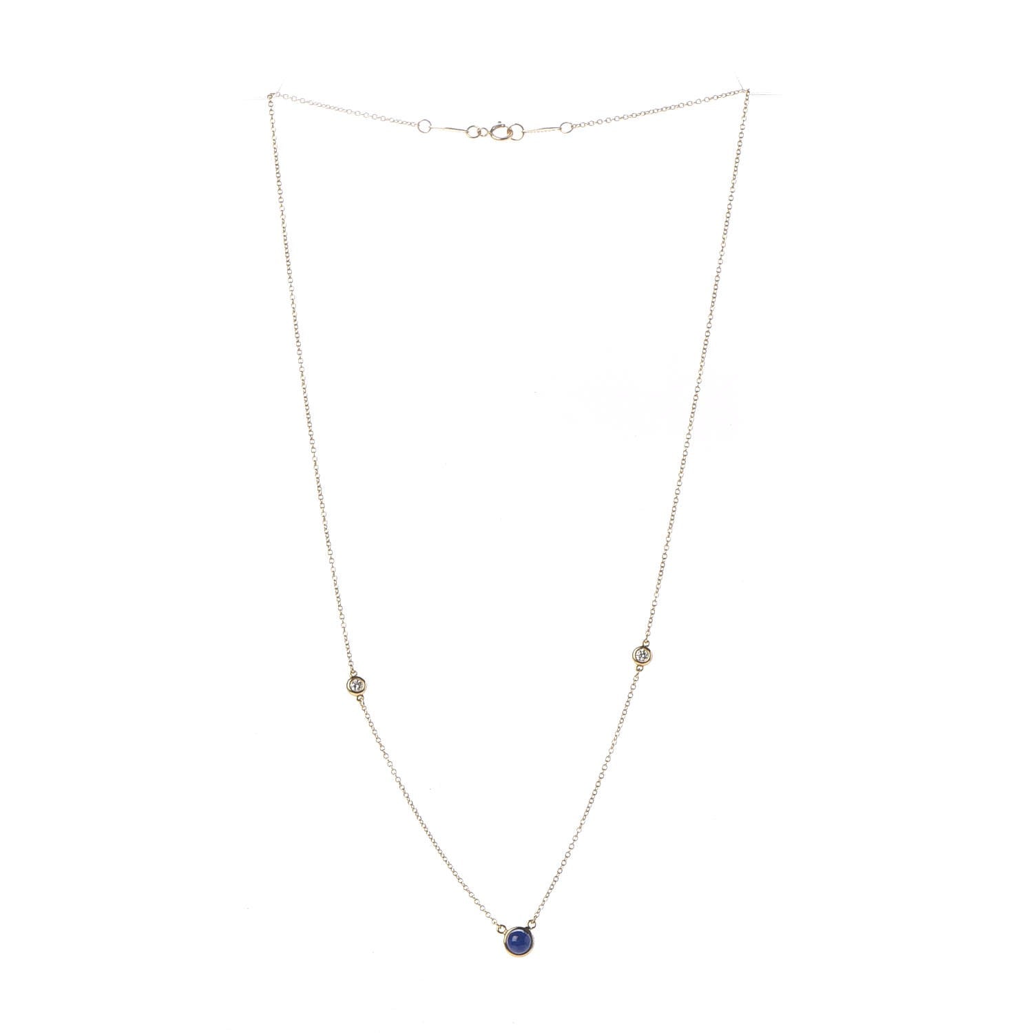 Tiffany 18K Yellow Gold Diamond Lapis Lazuli Elsa Peretti Color By The Yard Station Necklace 3 of 9