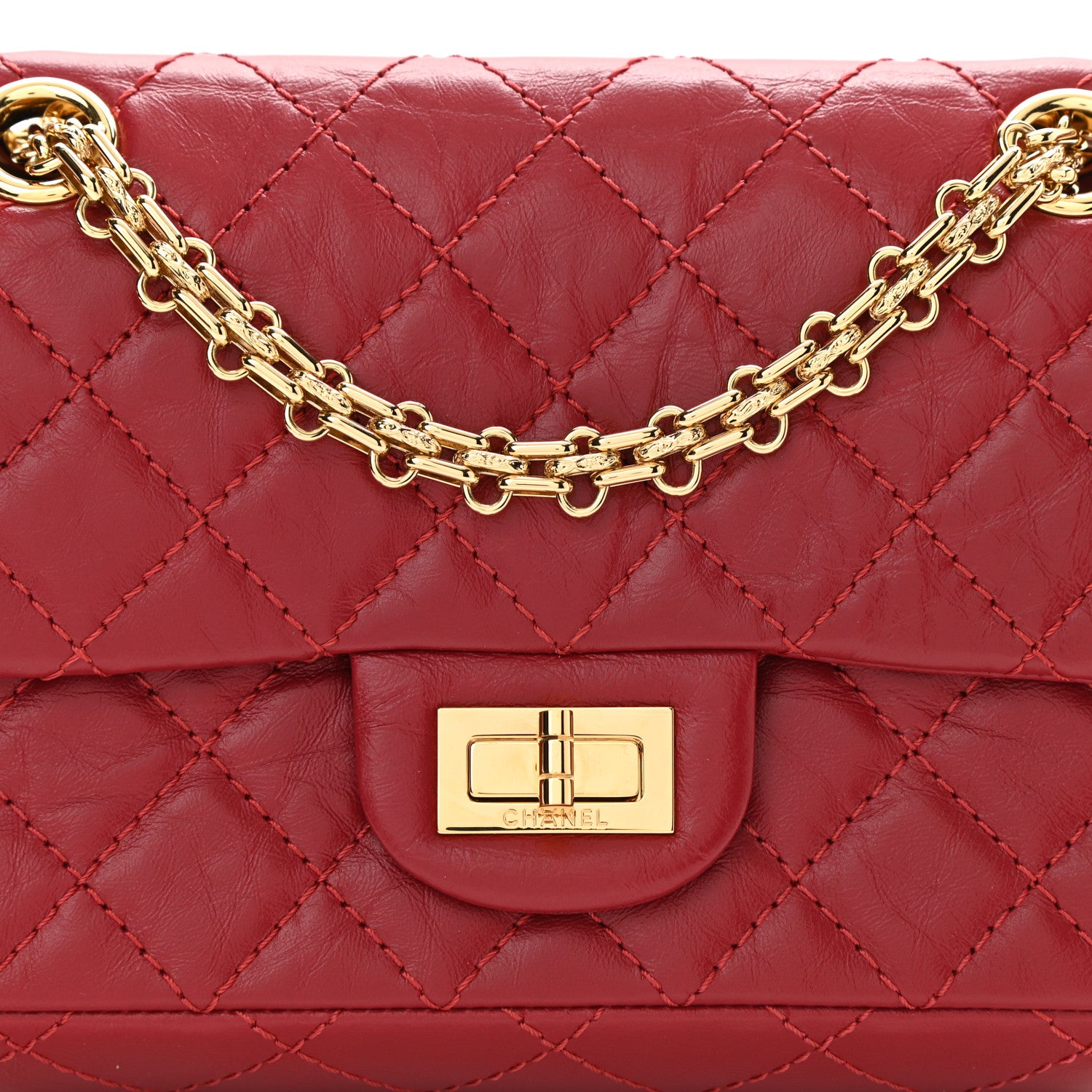 Chanel Aged Calfskin Quilted 2.55 Reissue Mini Flap Red 8 of 8