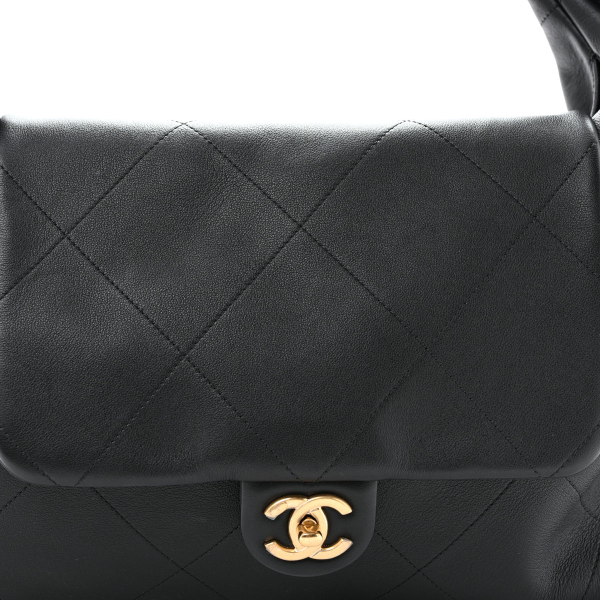 Chanel Shiny Calfskin Quilted Maxi Chain Hobo Black 8 of 13