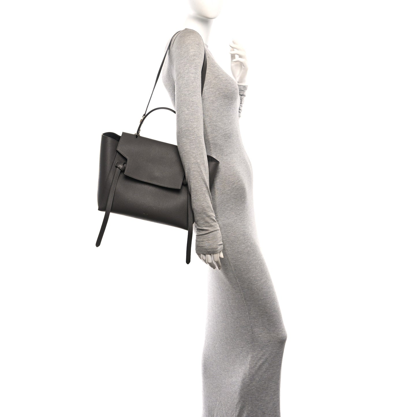 Grained Calfskin Mini Belt Bag Grey
