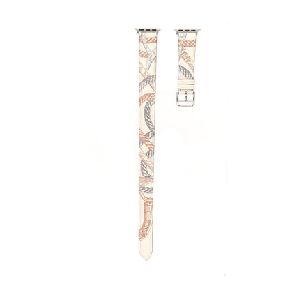 Hermes Swift Della Cavalleria Print 40mm Apple Double Tour Watch Strap White 1 of 6