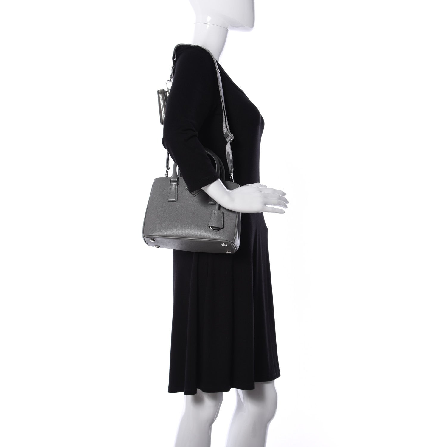 Prada Saffiano Lux Micro Galleria Shoulder Bag Ardesia 2 of 14