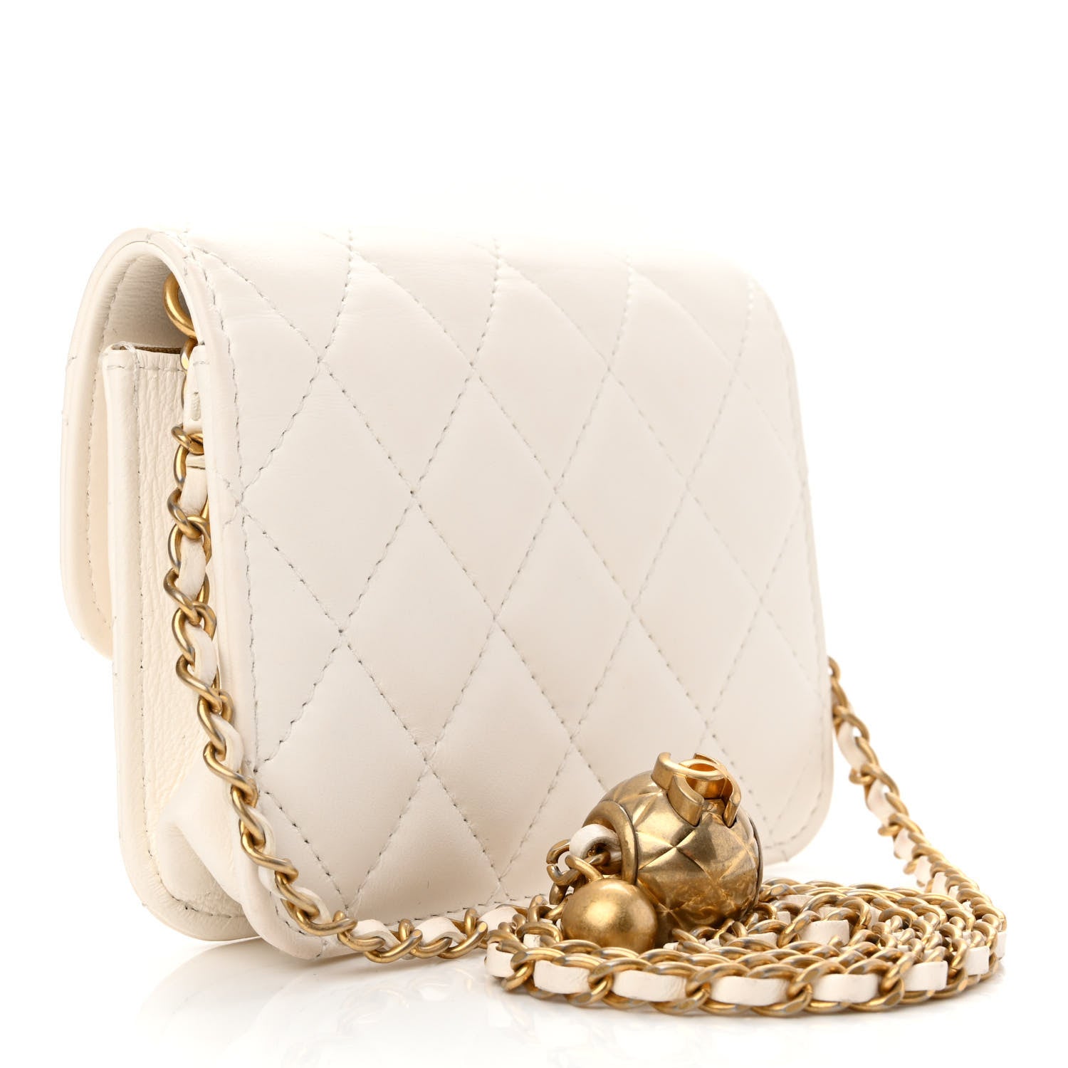 Chanel Lambskin Quilted Pearl Crush Clutch With Chain White 3 of 13