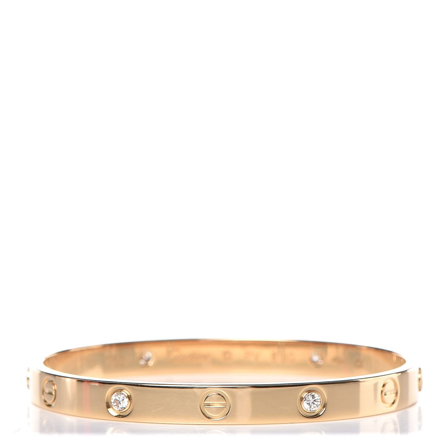 18K Yellow Gold 4 Diamond LOVE Bracelet 17