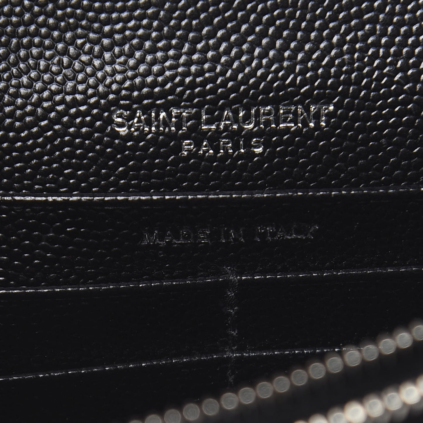Grain De Poudre Matelasse Chevron Monogram Envelope Chain Wallet Black