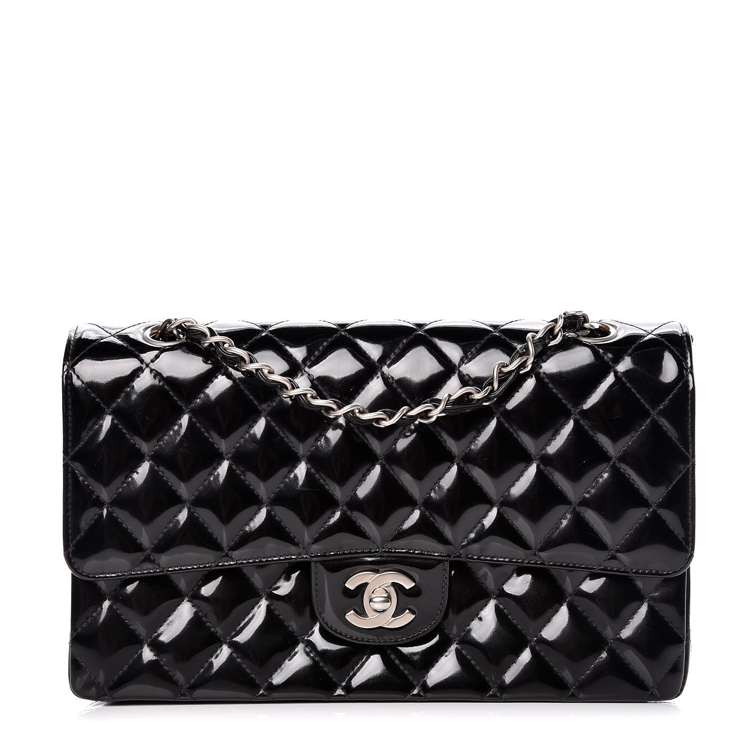 Chanel Patent Quilted Medium Double Flap Black 1 of 14