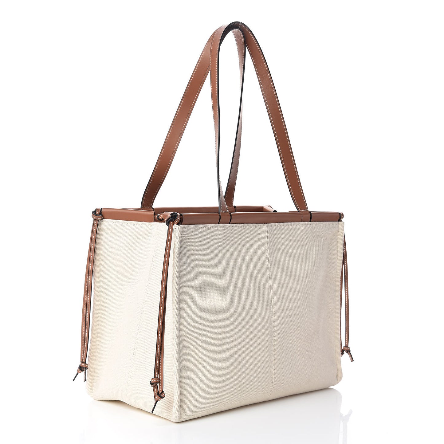 Canvas Calfskin Cushion Tote Beige
