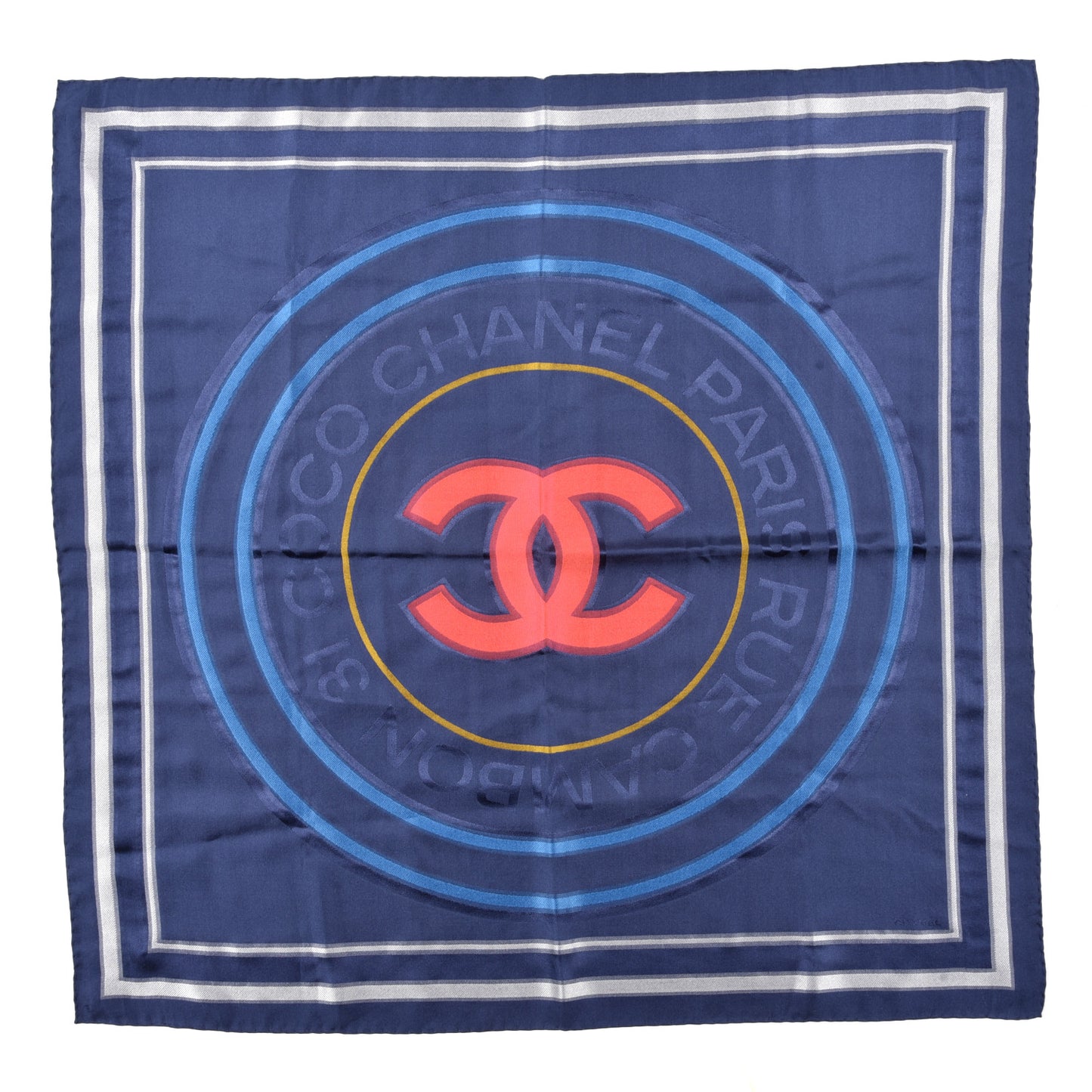 Silk CC Square Scarf Navy Multicolor