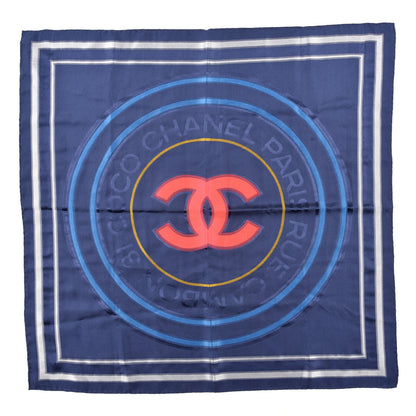 Chanel Silk CC Square Scarf Navy Multicolor 1 of 3