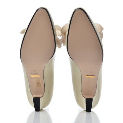 Gucci Malaga Kid Bow Berith Low Heel Pumps 38.5 Vintage White 6 of 10