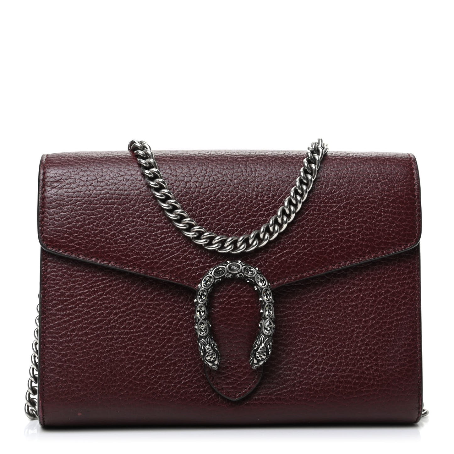 Dollar Calfskin Crystal Mini Dionysus Chain Wallet Vintage Bordeaux