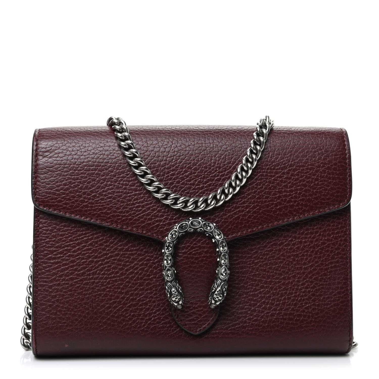 Gucci Dollar Calfskin Crystal Mini Dionysus Chain Wallet Vintage Bordeaux 1 of 9