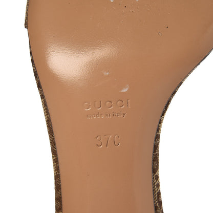 Gucci GG Monogram Bamboo Horsebit Mid Heel Slides 37 Brown 6 of 10