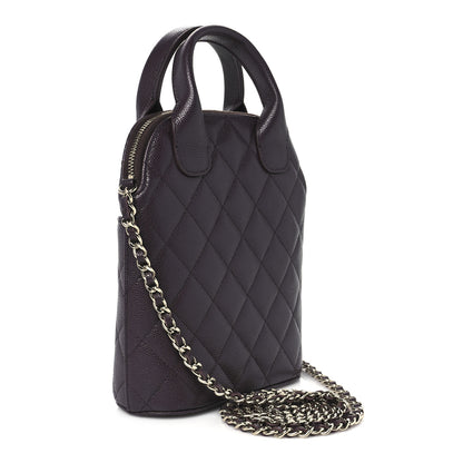 Chanel Caviar Quilted Top Handle Clutch With Chain Dark Brown 3 of 11