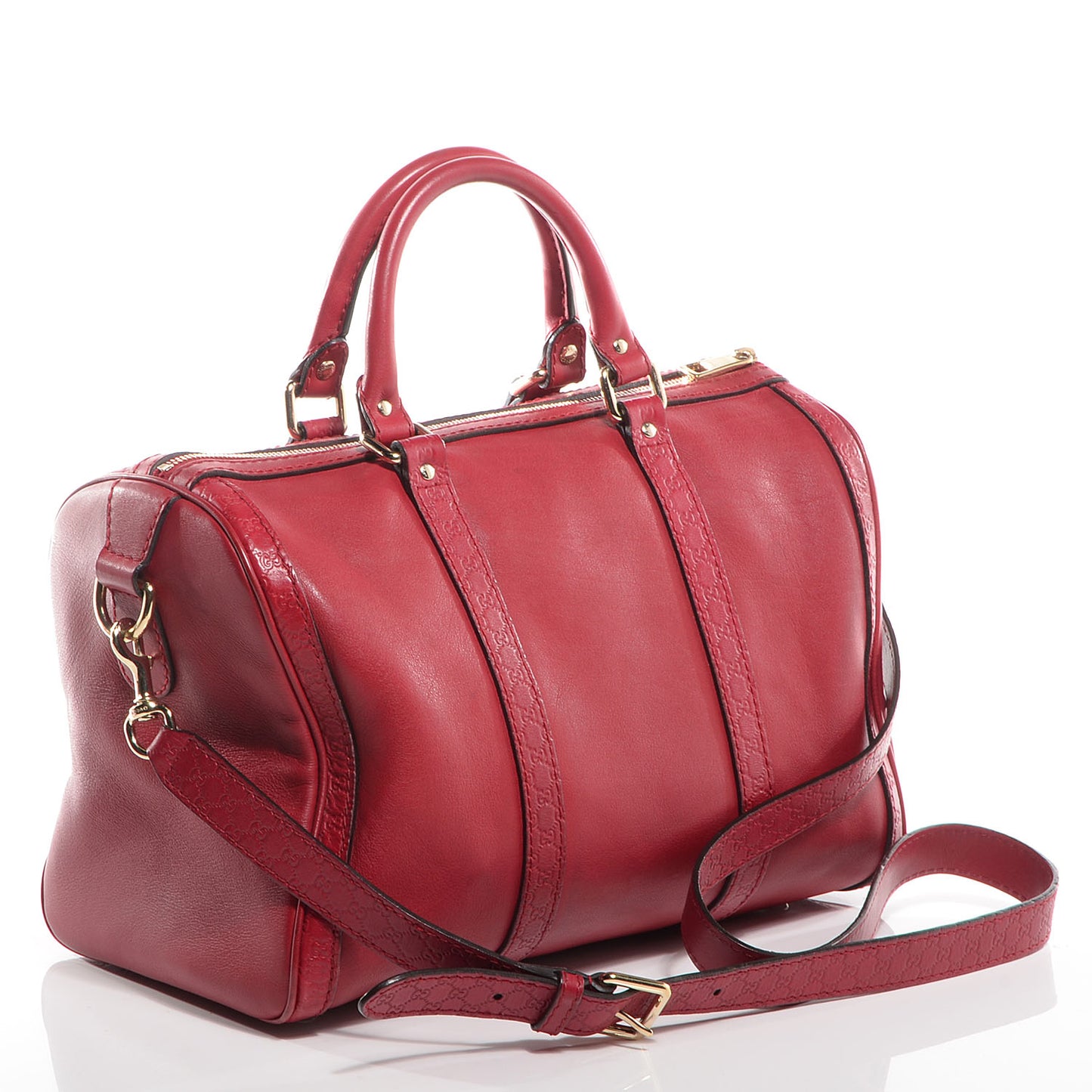 Calfskin Microguccissima Trim Medium Boston Raspberry Red