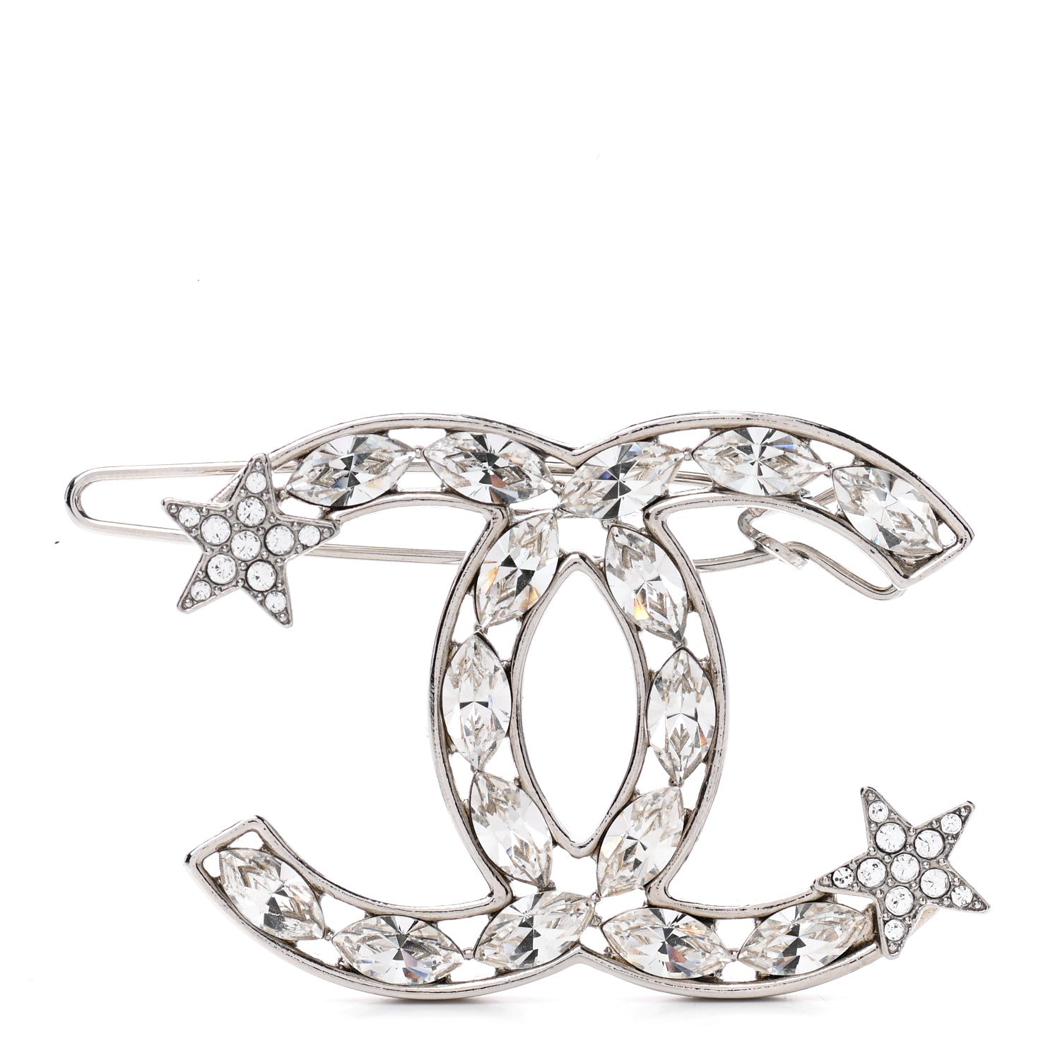 Chanel Crystal Starfall CC Hair Clip Silver 1 of 4