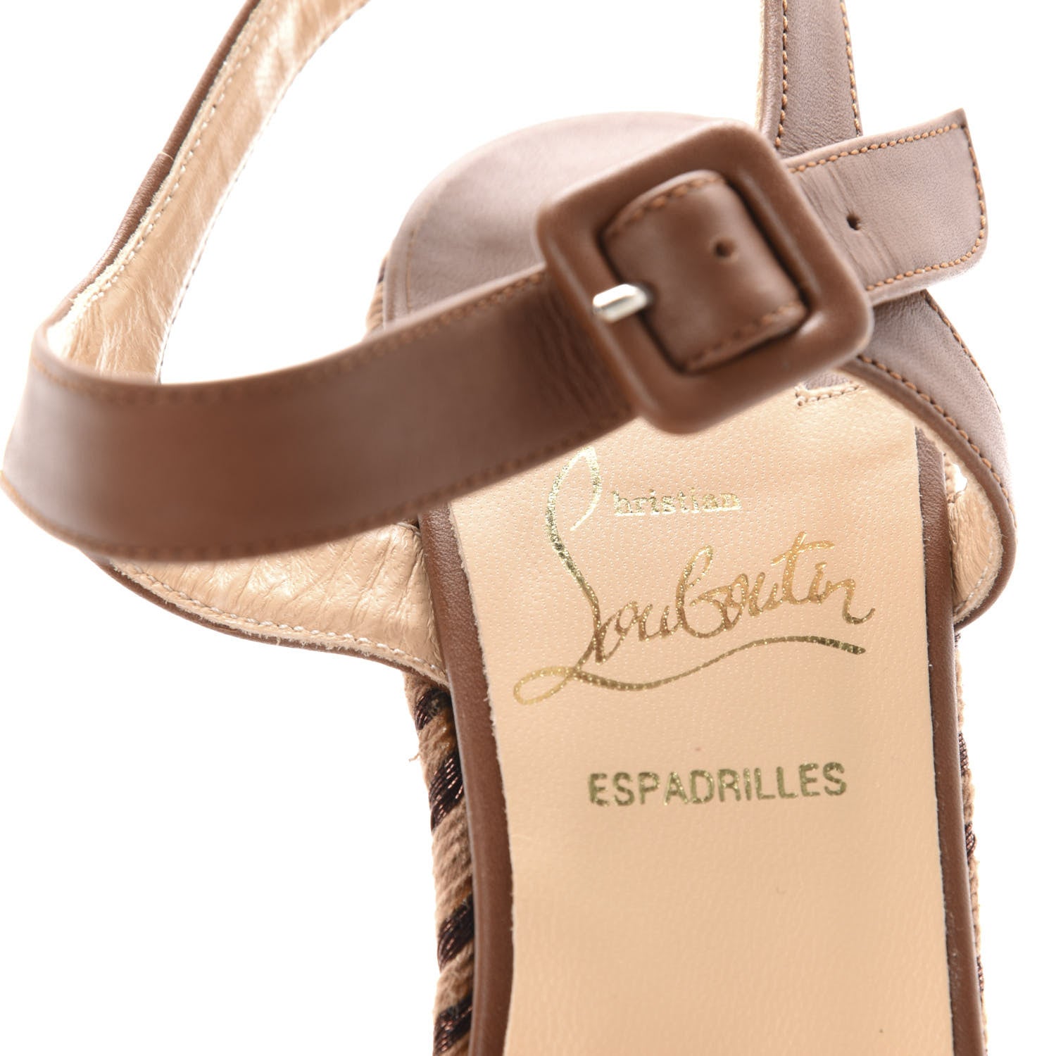 Christian Louboutin Calfskin New Duplice 120 Wedge Sandals 38 Cognac 7 of 10