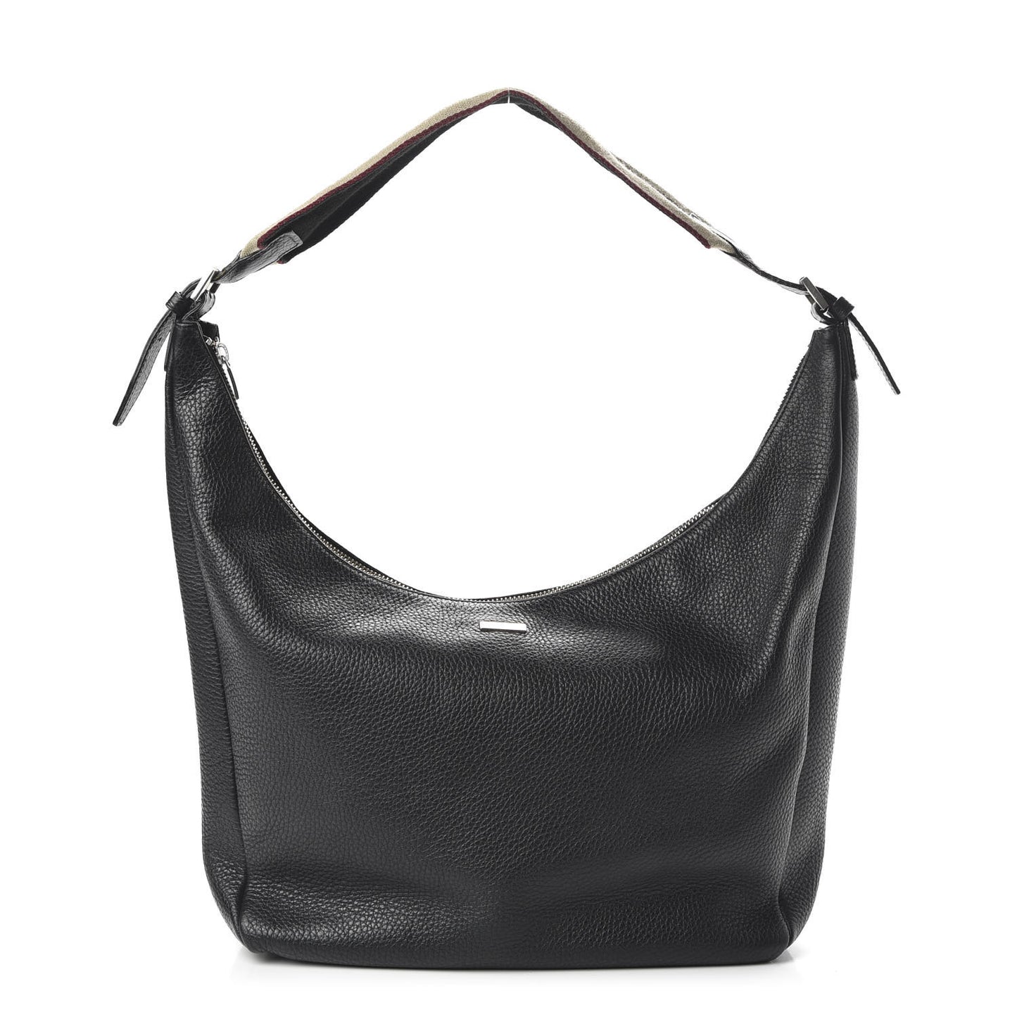 Grainy Calfskin Large Hobo Black