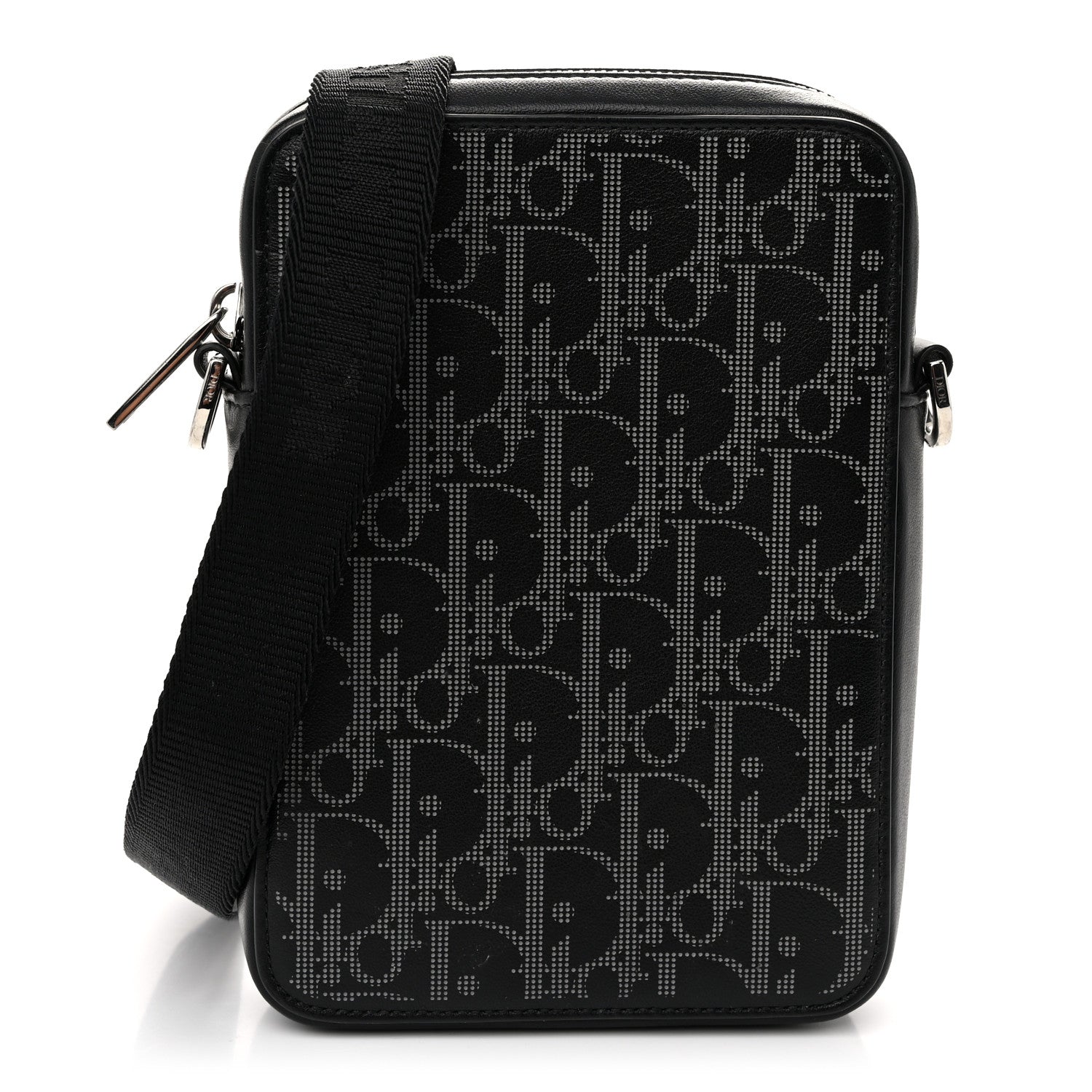 Christian Dior Calfskin Oblique Galaxy Perforated World Tour Messenger Pouch Black 1 of 10