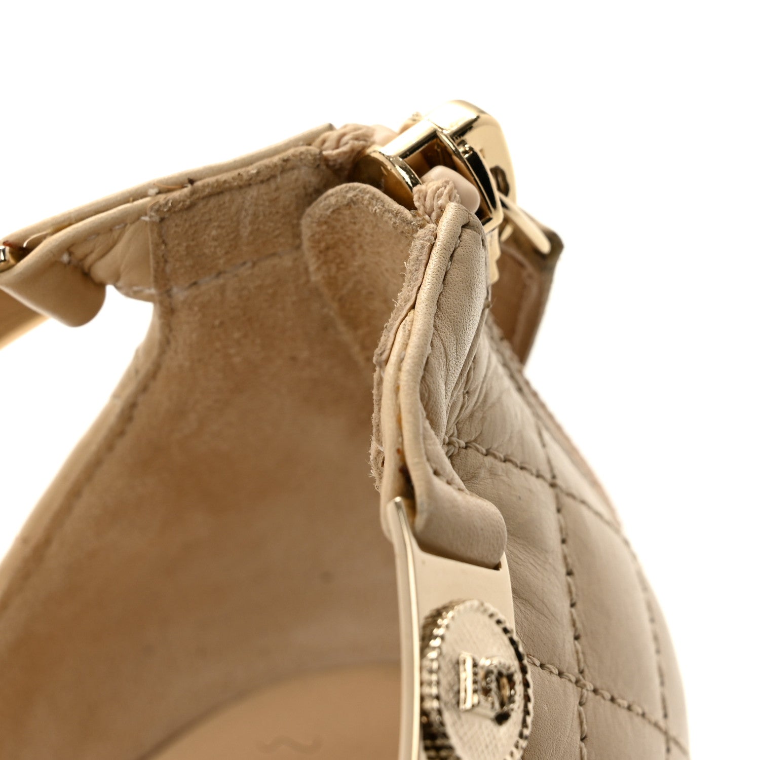 Chanel Calfskin Charms Wedge Sandals 36.5 Beige 10 of 11