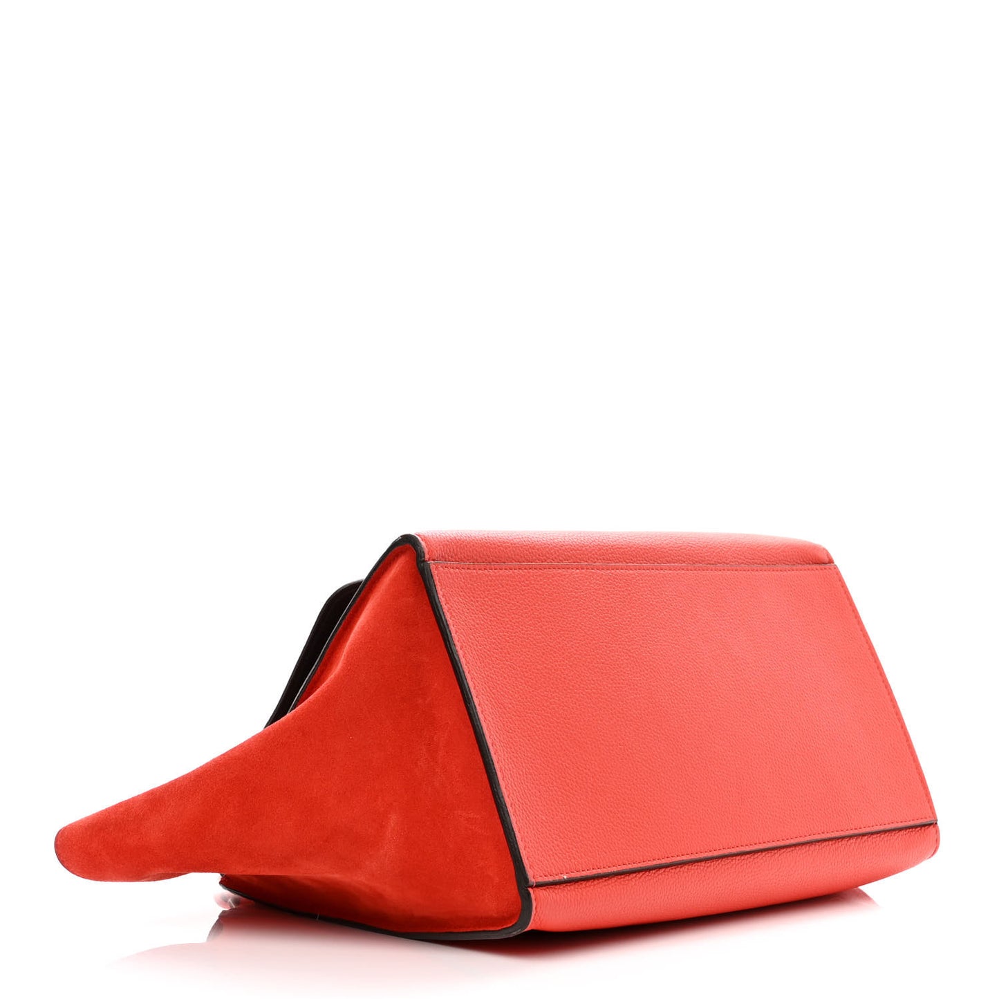 Drummed Calfskin Suede Medium Trapeze Vermillion