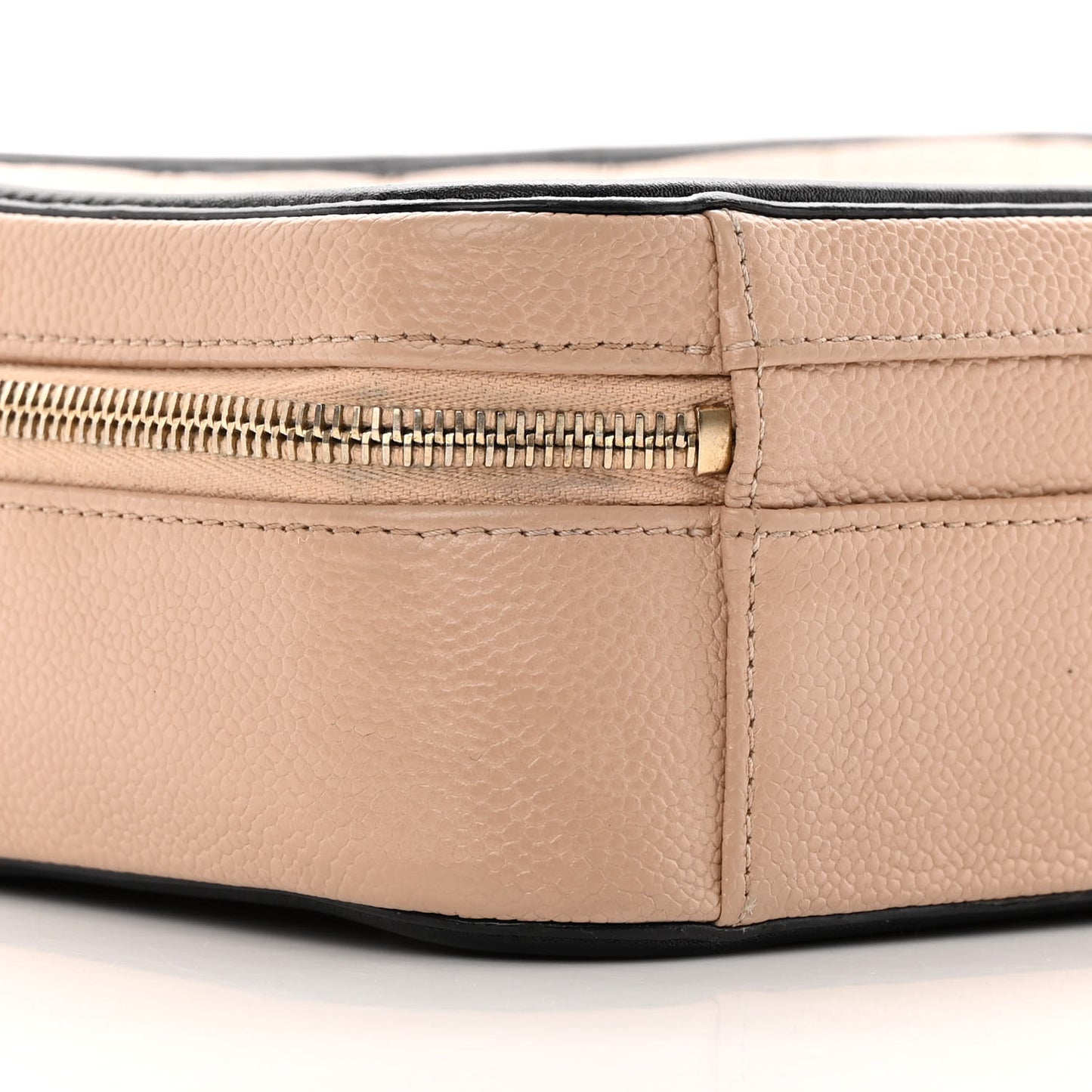 Caviar Quilted Medium CC Filigree Vanity Case Beige Black