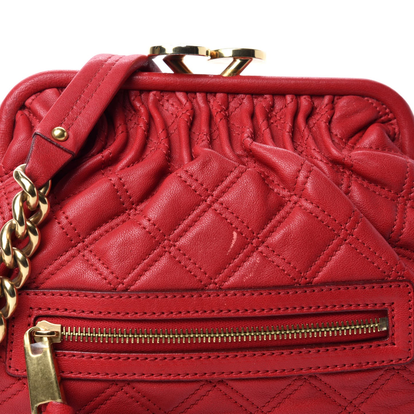 Calfskin Quilted Little Stam Red
