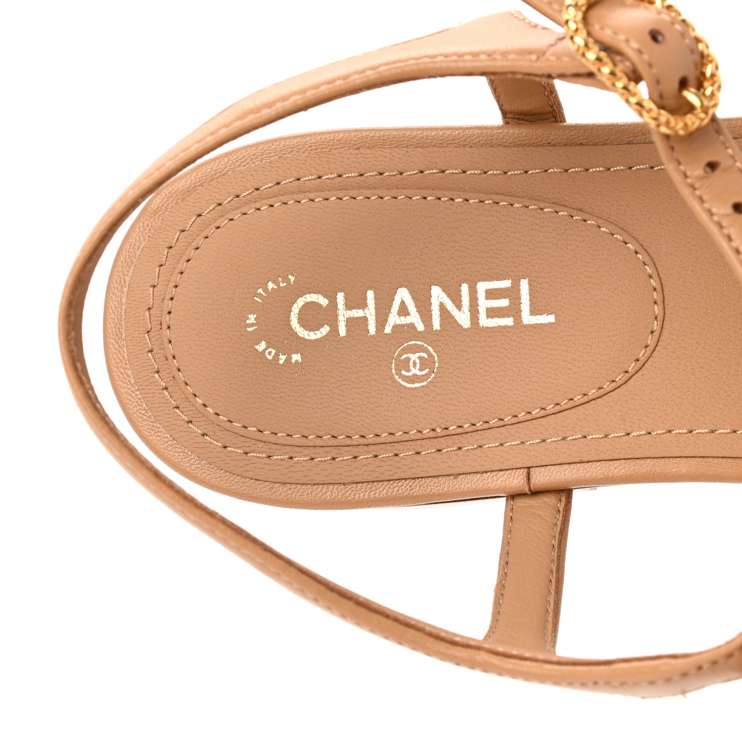 Chanel Lambskin Quilted CC Thong Sandals 38 Beige 5 of 8