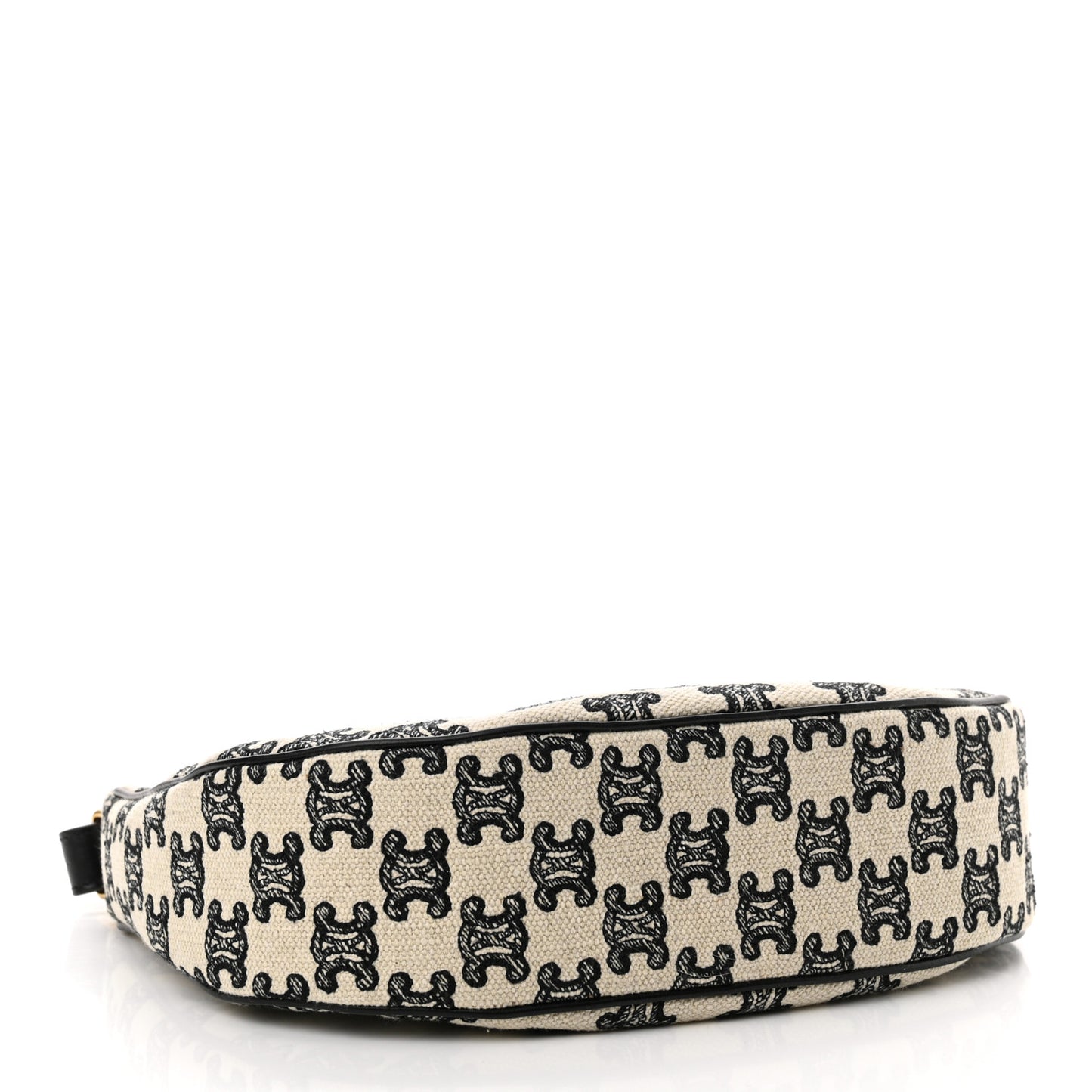 Cotton Gabardine Bouclette Embroidered Medium Strap Ava Triomphe Shoulder Bag Black