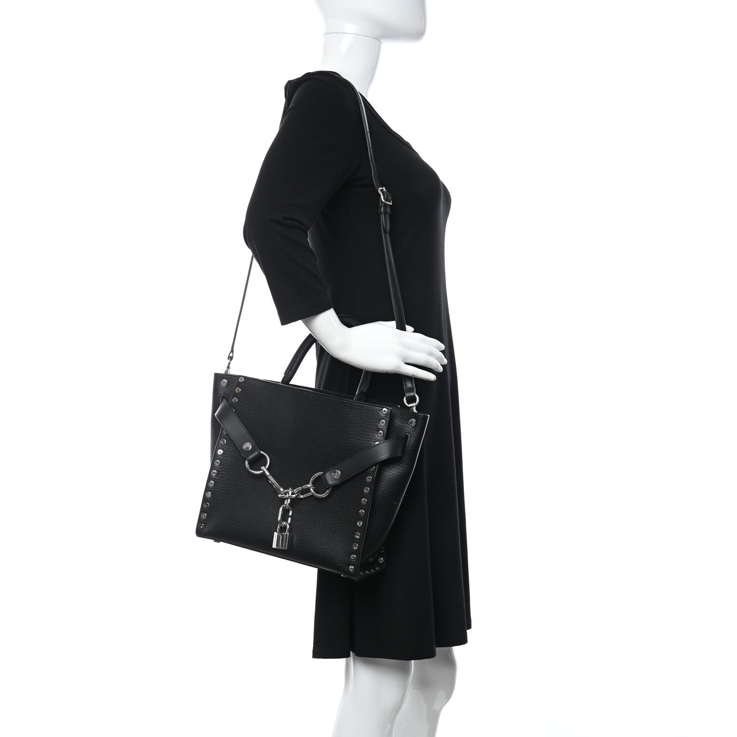 Alexander Wang Grained Calfskin Attica Studded Chain Satchel Black 2 of 10