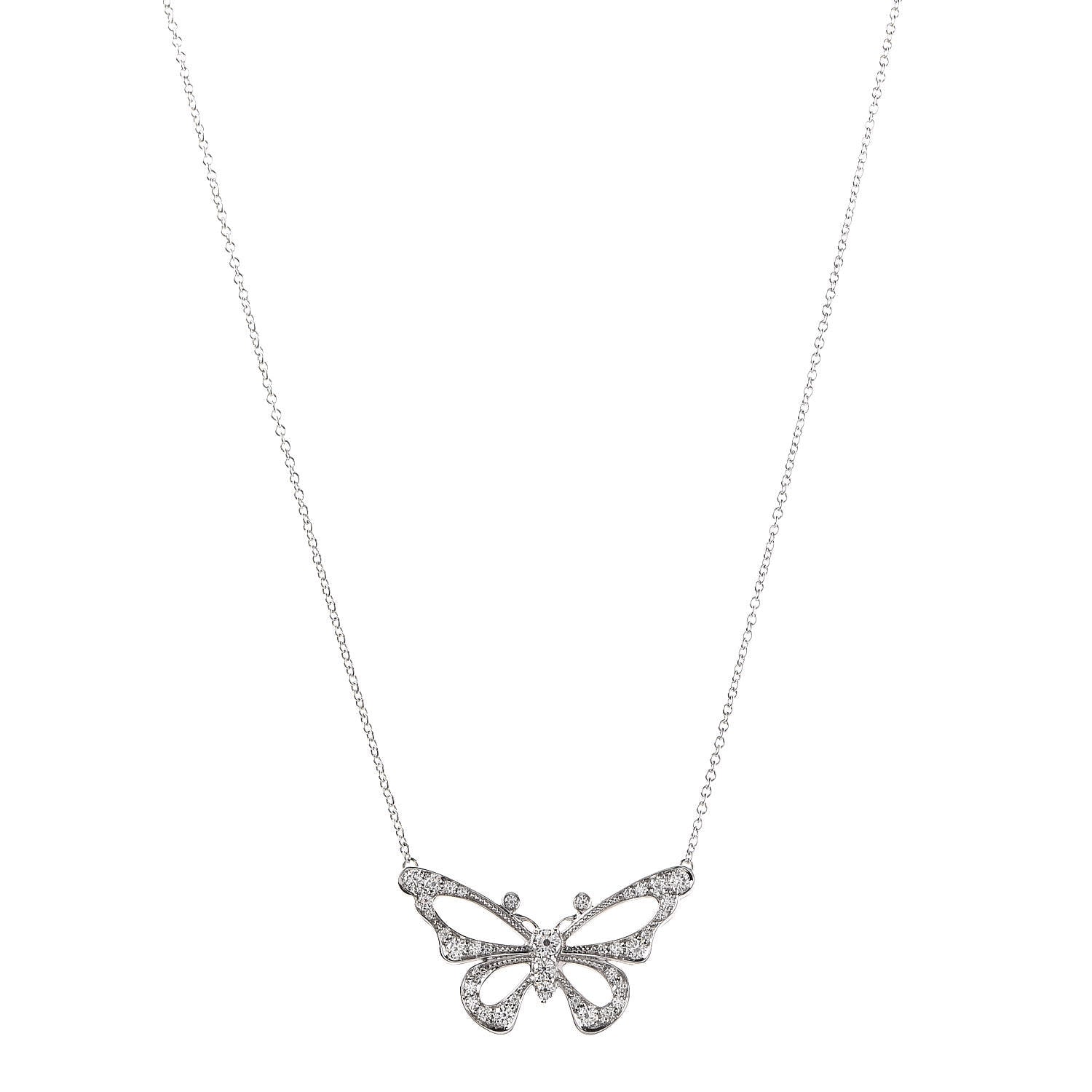 Tiffany Platinum Diamond .56ctw Enchant Butterfly Necklace 1 of 8