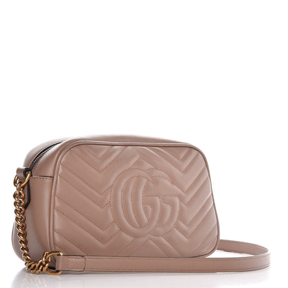 Gucci Calfskin Matelasse Small GG Marmont Chain Shoulder Bag Taupe 3 of 8