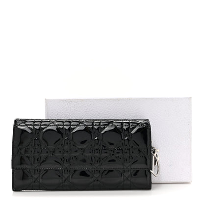 Christian Dior Patent Lambskin Cannage Lady Dior Rendezvous Wallet On Chain Black 13 of 13