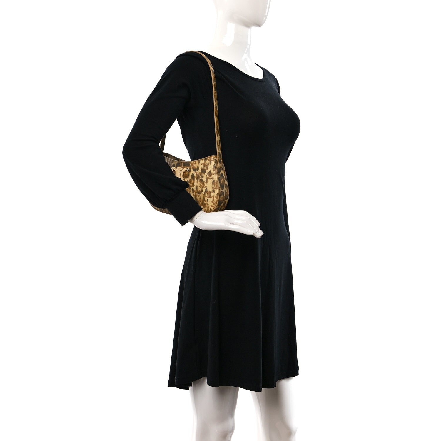 Celine Canvas Calfskin Leopard Medium Tilly Triomphe Shoulder Bag 2 of 7